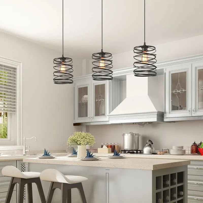 Modern Farmhouse 1-Light Pendant Light Iron Lantern for Kitchen Island