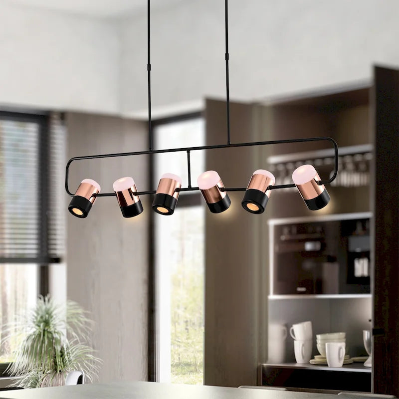 Îlot de cuisine réglable Witny de 122 cm avec 6 lumières