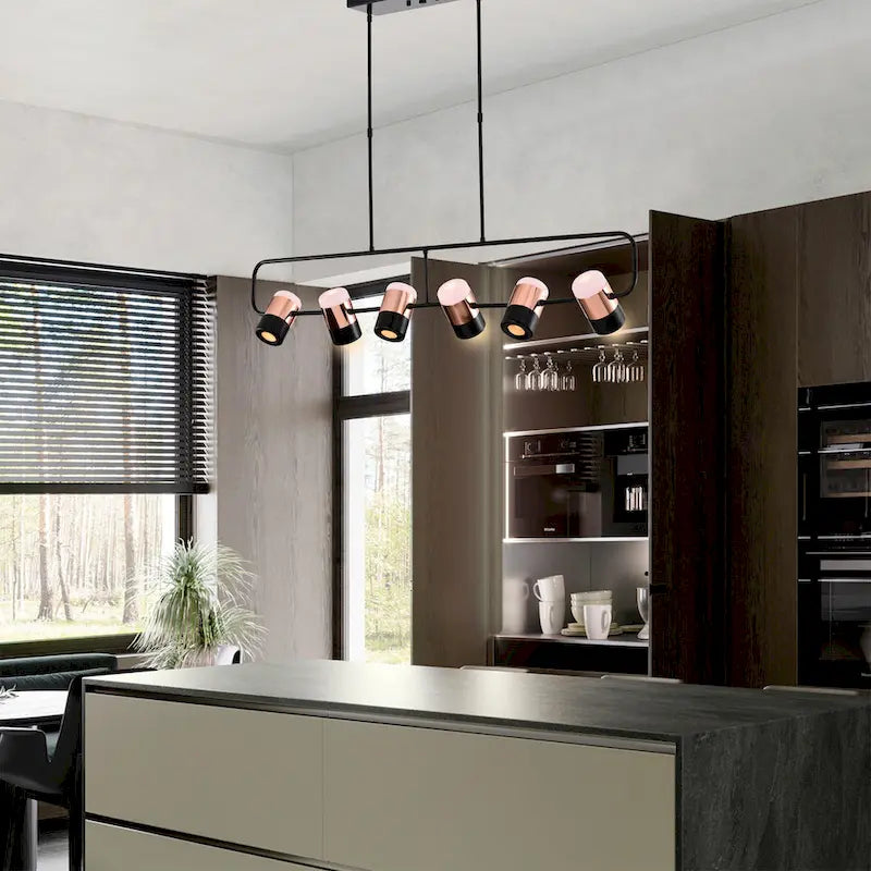 Îlot de cuisine réglable Witny de 122 cm avec 6 lumières