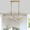 Vintage Brass 6-Light Glam Kitchen Island Lighting with Crystal - Vintage Brass