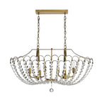 Luminaire de cuisine glamour vintage en laiton à 6 lumières avec cristal - Laiton vintage