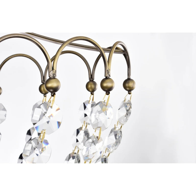 Luminaire de cuisine glamour vintage en laiton à 6 lumières avec cristal - Laiton vintage
