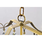 Luminaire de cuisine glamour vintage en laiton à 6 lumières avec cristal - Laiton vintage