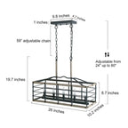 Lustre de style campagnard à 5 lumières, aspect bois, pour îlot de cuisine - L26 x l10,2 x H19,7