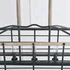 Lustre de style campagnard à 5 lumières, aspect bois, pour îlot de cuisine - L26 x l10,2 x H19,7