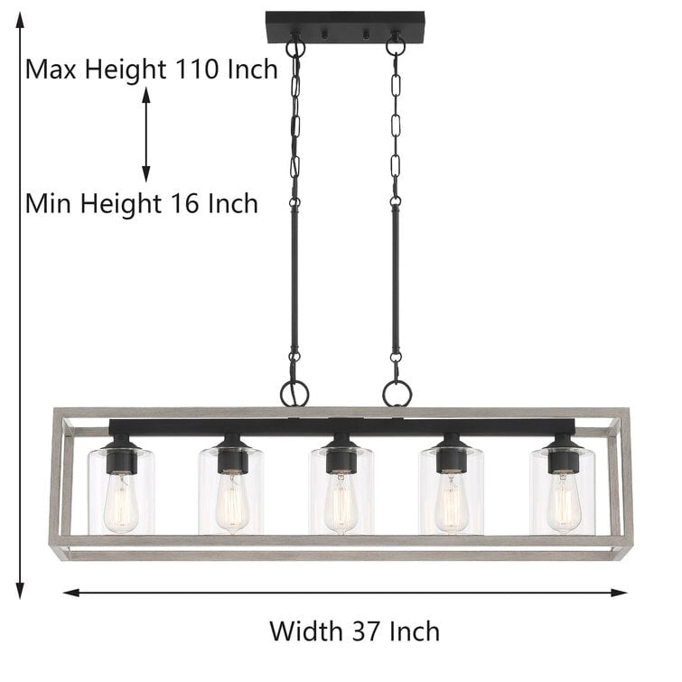 Lustre moderne linéaire Acroma à 5 lumières de 94 cm (37 po) - Certifié UL - 97 cm (38 po)