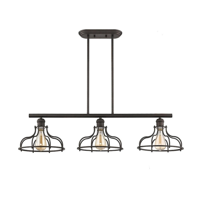 Suspension îlot à 3 lumières en bronze huilé