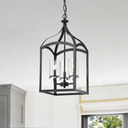 Antique Black 3-Light Lantern Pendant with Glass Shades