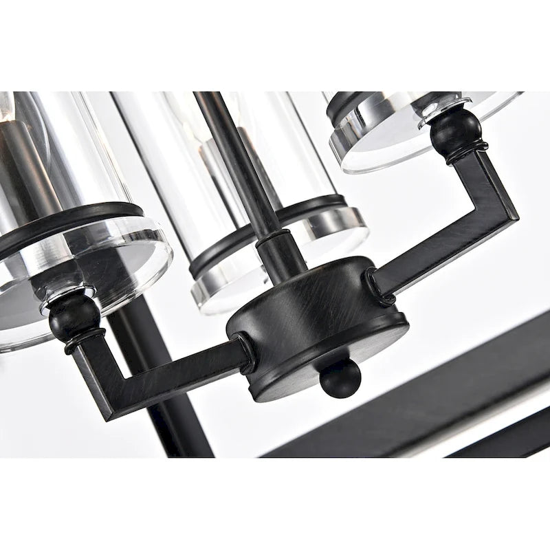 Suspension lanterne antique noire à 3 lumières avec abat-jour en verre