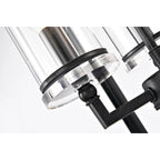 Suspension lanterne antique noire à 3 lumières avec abat-jour en verre