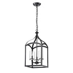 Suspension lanterne antique noire à 3 lumières avec abat-jour en verre