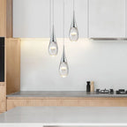 Suspension moderne à 3 lumières, intensité variable, en forme de méduse à bulles et cristal, pour îlot de cuisine