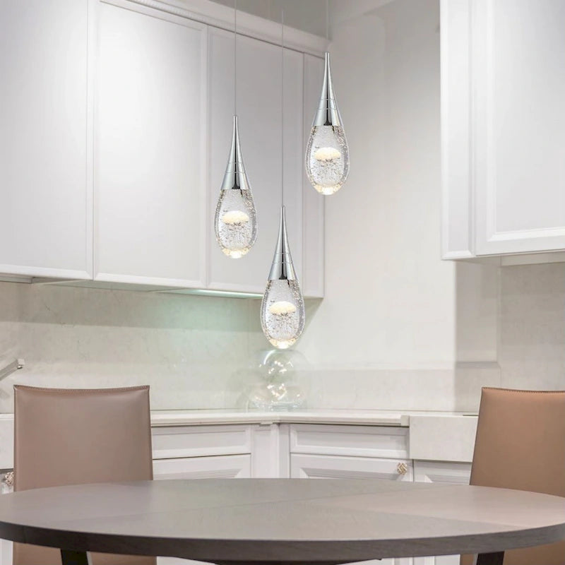 Suspension moderne à 3 lumières, intensité variable, en forme de méduse à bulles et cristal, pour îlot de cuisine