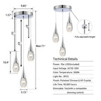Suspension moderne à 3 lumières, intensité variable, en forme de méduse à bulles et cristal, pour îlot de cuisine