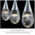 Suspension moderne à 3 lumières, intensité variable, en forme de méduse à bulles et cristal, pour îlot de cuisine