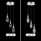 Suspension moderne à 3 lumières, intensité variable, en forme de méduse à bulles et cristal, pour îlot de cuisine