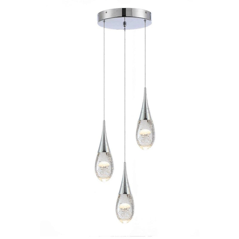 Suspension moderne à 3 lumières, intensité variable, en forme de méduse à bulles et cristal, pour îlot de cuisine