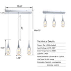 Suspension moderne à 3 lumières, intensité variable, en forme de méduse à bulles et cristal, pour îlot de cuisine
