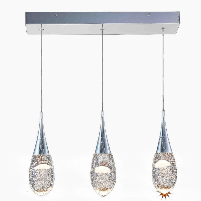 Suspension moderne à 3 lumières, intensité variable, en forme de méduse à bulles et cristal, pour îlot de cuisine