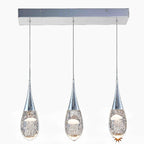 Suspension moderne à 3 lumières, intensité variable, en forme de méduse à bulles et cristal, pour îlot de cuisine