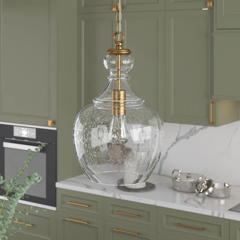 Suspension Verona 11 pouces de large avec abat-jour en verre - 11 pouces de large