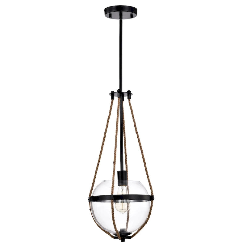 Suspension lumineuse Medeia 11 pouces avec abat-jour en verre bohème noir mat