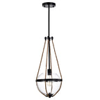 Suspension lumineuse Medeia 11 pouces avec abat-jour en verre bohème noir mat