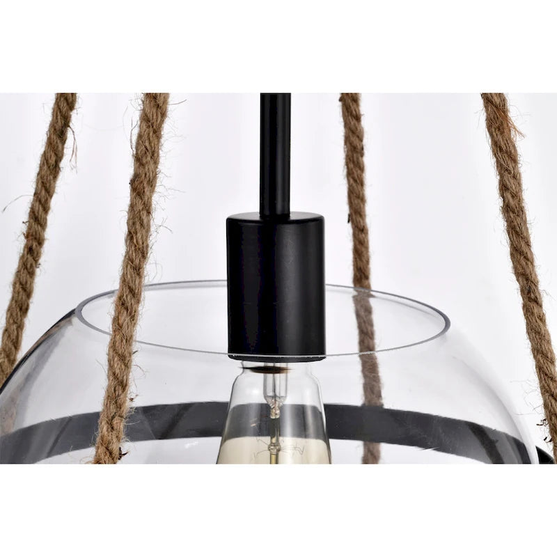 Suspension lumineuse Medeia 11 pouces avec abat-jour en verre bohème noir mat