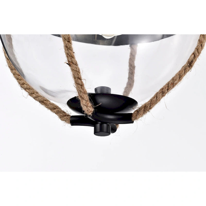 Suspension lumineuse Medeia 11 pouces avec abat-jour en verre bohème noir mat