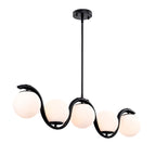 Suspension Fenix ​​Wave en verre opaque de 96,5 cm (38 pouces) à 5 lumières