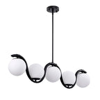 Suspension Fenix ​​Wave en verre opaque de 96,5 cm (38 pouces) à 5 lumières