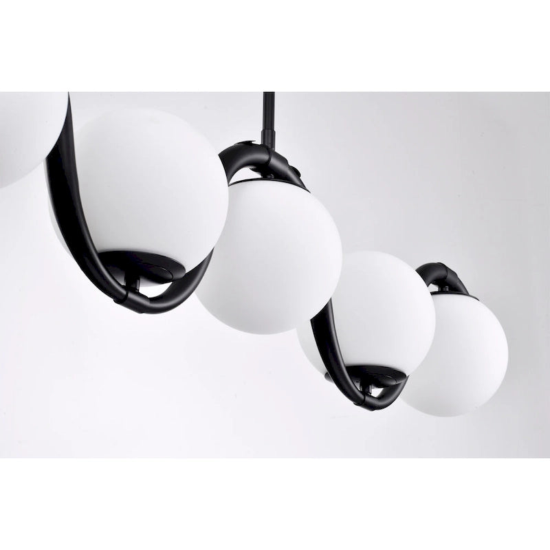 Suspension Fenix ​​Wave en verre opaque de 96,5 cm (38 pouces) à 5 lumières