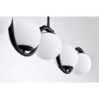 Suspension Fenix ​​Wave en verre opaque de 96,5 cm (38 pouces) à 5 lumières