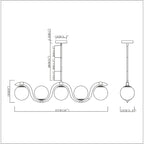 Suspension Fenix ​​Wave en verre opaque de 96,5 cm (38 pouces) à 5 lumières