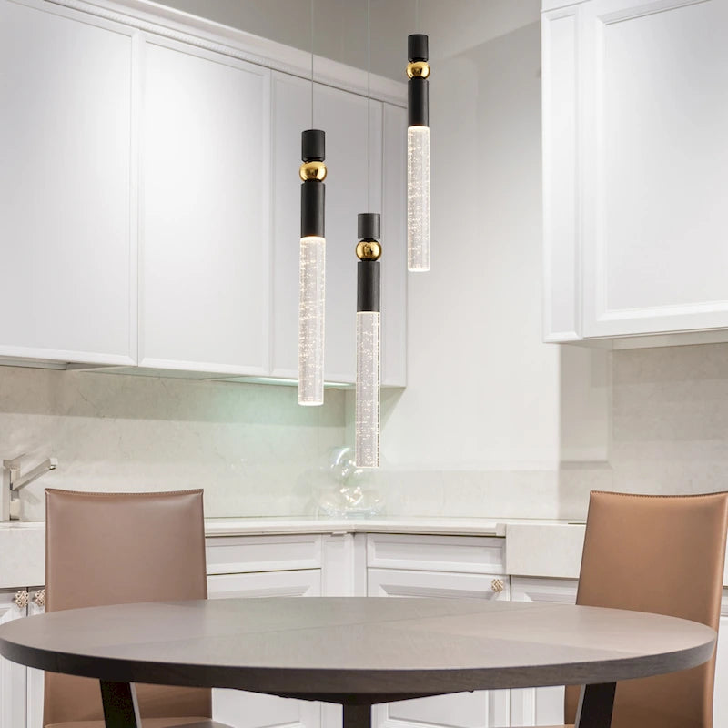 Suspension LED à 3 lumières avec cristal et variateur, plafonnier suspendu