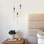 Suspension LED à 3 lumières avec cristal et variateur, plafonnier suspendu