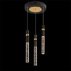 Suspension LED à 3 lumières avec cristal et variateur, plafonnier suspendu