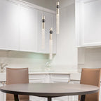 Suspension LED à 3 lumières avec cristal et variateur, plafonnier suspendu