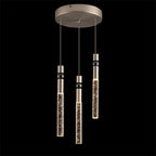 Suspension LED à 3 lumières avec cristal et variateur, plafonnier suspendu