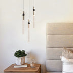 Suspension LED à 3 lumières avec cristal et variateur, plafonnier suspendu