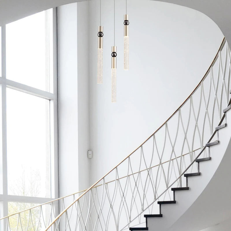 Suspension LED à 3 lumières avec cristal et variateur, plafonnier suspendu