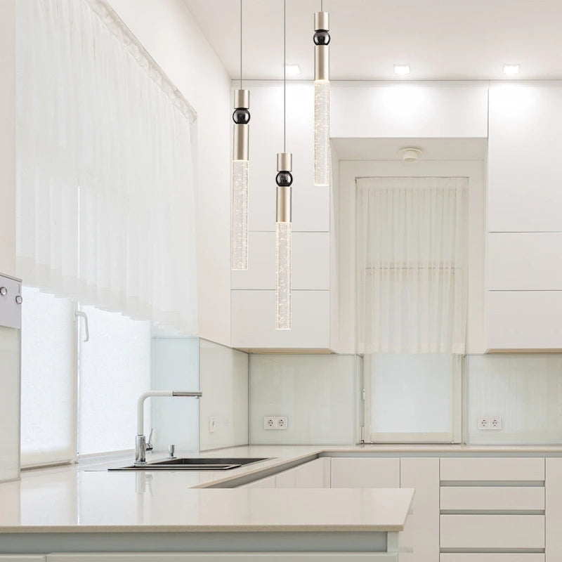 Suspension LED à 3 lumières avec cristal et variateur, plafonnier suspendu