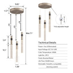 Suspension LED à 3 lumières avec cristal et variateur, plafonnier suspendu