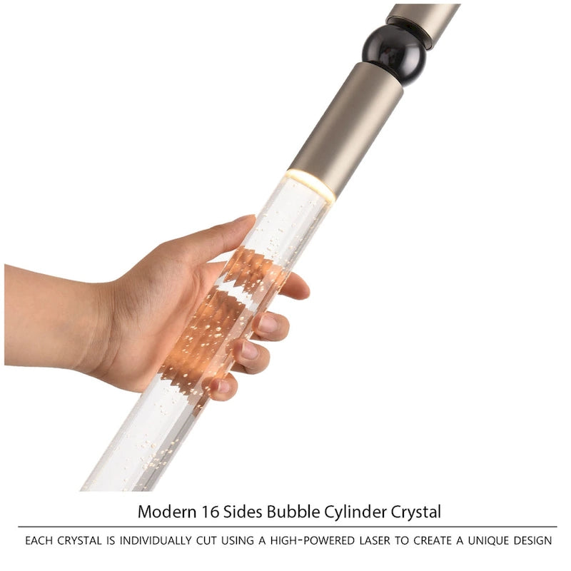 Suspension LED à 3 lumières avec cristal et variateur, plafonnier suspendu