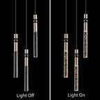 Suspension LED à 3 lumières avec cristal et variateur, plafonnier suspendu