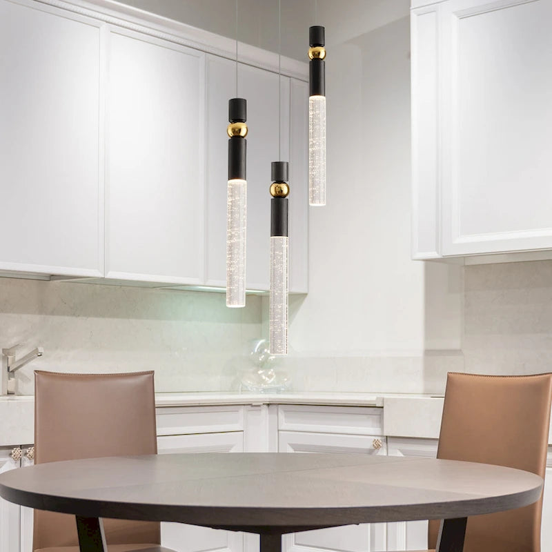 Suspension LED à 3 lumières avec cristal et variateur, plafonnier suspendu