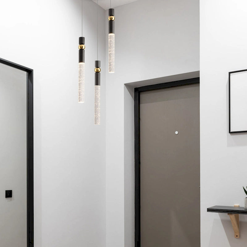 Suspension LED à 3 lumières avec cristal et variateur, plafonnier suspendu