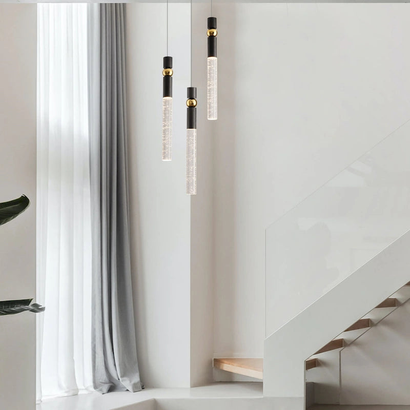 Suspension LED à 3 lumières avec cristal et variateur, plafonnier suspendu