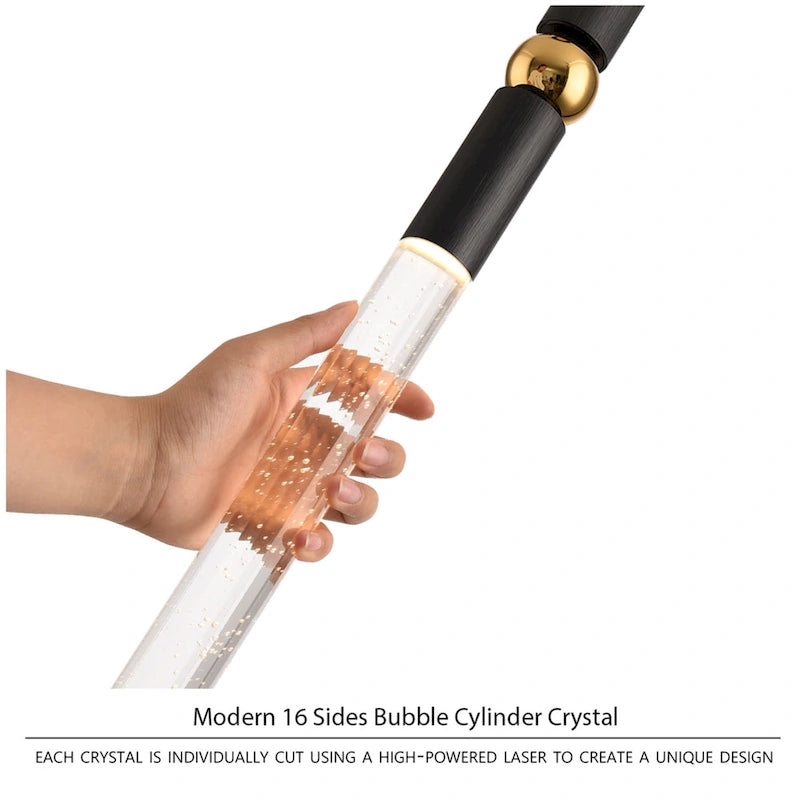 Suspension LED à 3 lumières avec cristal et variateur, plafonnier suspendu