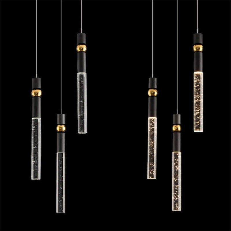 Suspension LED à 3 lumières avec cristal et variateur, plafonnier suspendu